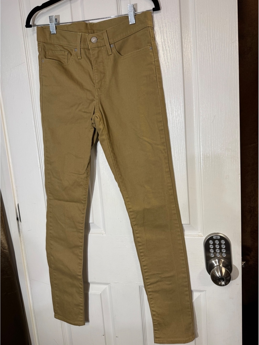 Levi 711 Skinny Jeans Womens W27 L32 Khaki Tan Camel Stretch Denim Pants Casual